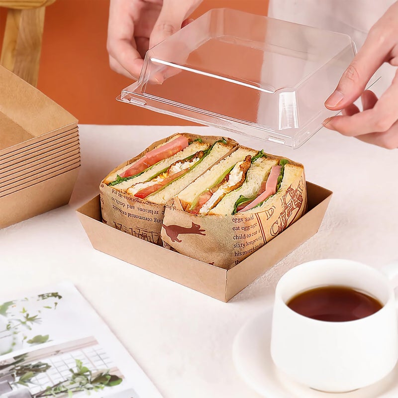 BUIYLV 50 Pack Charcuterie Boxes with Clear Lids, 4 Inches Brown Dessert Boxes To Go Disposable Mini Charcuterie Boxes for Cookie, Sandwich, Strawberry, Cupcake, Macaron, Cake Slice - Image 4